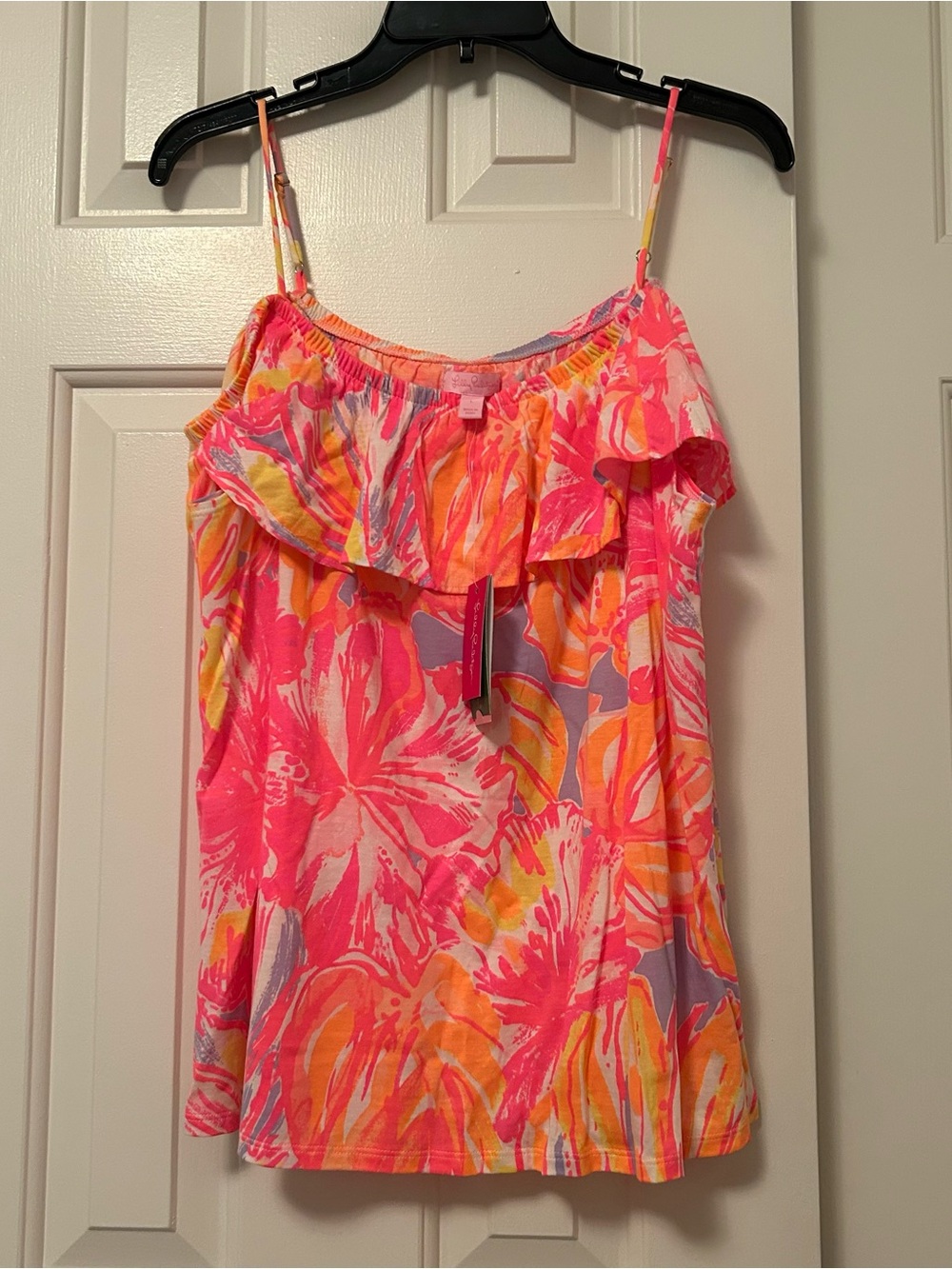 Lilly Pulitzer Tamiami Off Shoulder Ruffle Top Sun Splashed Print Size Large NWT